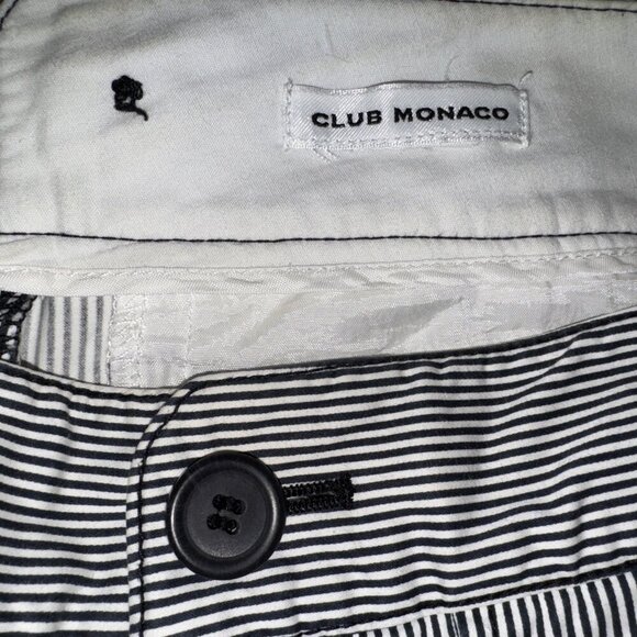 club monaco womans pinstriped shorts, size two, buttons details black & white - Picture 8 of 8